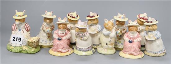 Eleven various Royal Doulton Brambly Hedge characters to include: Lady Woodmouse (3), Poppy Eyebright (2), Mrs. Saltapple, Old Mrs Eyeb